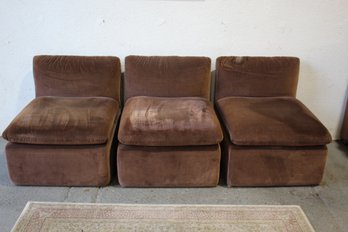 3pcs Modular Sofa Fabric Lounge Chairs-brown