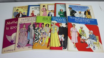 Group Lot Of 10 Vintage Full Color Paper Doll  Collection Books