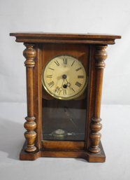 Antique Wooden Mantel Clock  No Key, Untested'