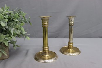 Pair Of Silver Plated Randolph Russo Candle Sticks