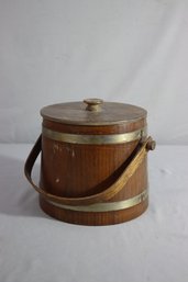 Vintage Basketville Putney Vermont Wood Barrel Ice Bucket With Plastic Insert