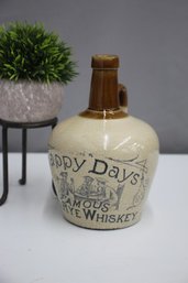 Happy Days Famous Old Rye Whiskey Stoneware Jug