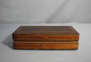 Antique Hand-Carved Wooden Box With Intricate Floral Patterns