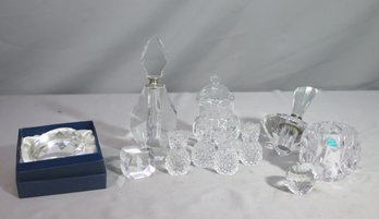 Group Lot Of Variety Crystal Objects, Including Tiffany Votive Holder