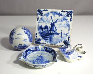 Dutch Delft Blue Porcelain-4pcs