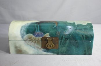 Vintage Dome-Top Treasure Box With Underwater Scene Print