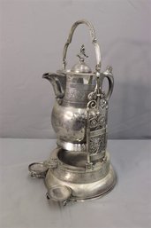 Ornate Vintage Victorian Style Silverplate Tilting Pitcher On Stand