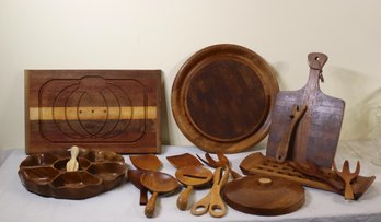Mid Century Wooden Trays And Wooden Spoons And More