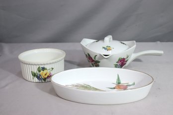 Porcelaine De Paris And Royal Worcester Floral Decorated Kitchen/table Wares