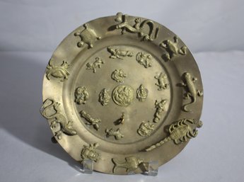 Antique Zodiac Brass Charger Plate