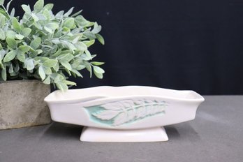 Vintage Roseville USA Pottery Silhouette Console Bowl - Cream With Green No. 730-10