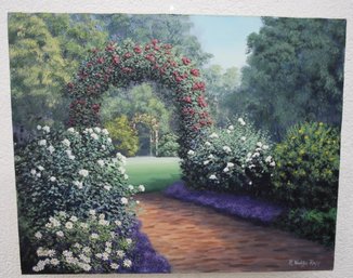 Oil On Canvas Gardenscape By Buck's County Artist R. Woolston Rapp, Signed And Dated '95