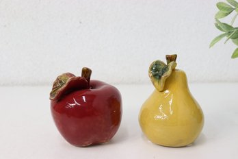 Decorative Glazed Ceramic Apple And Pear Figurines