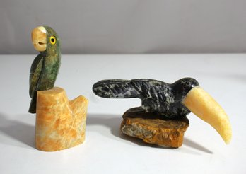 Two Onyx Bird Paperweights