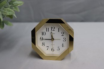 Seiko Octagonal Brushed And Polished Desk Clock