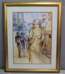 Framed Madhuri Bhaduri Print Of The Woman With The Purple Hat