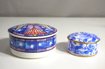 Mikasa & Duchess  Lidded Blue  Porcelain Trinket Jewelry Boxes