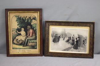 2 Vintage Colored Prints