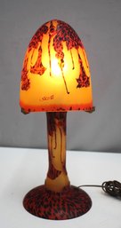 Acid Etched Art Glass Table Lamp -with The Word Galle On It