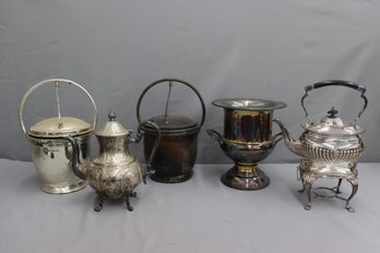 Group Of Silver-plated Ice Buckets And Coffee Pots