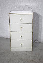 Vintage White Four-Drawer Accent Chest With Brass Trim