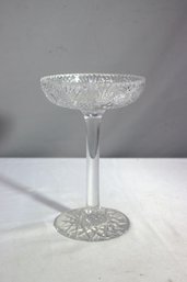 Vintage Cut Glass Stars And Diamonds Long Neck Pedestal Centerpiece