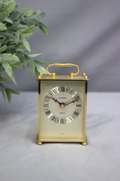 Vintage Osawa Brass Carriage Clock With Roman Numeral Face