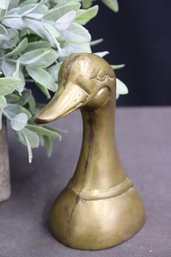 MCM Brass Duck Neck To Bill Bookend
