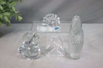 Group Lot Of 4 Studio Art Glass Crystal Figurines Including Iittala Orkidea Vase By Timo Sarpaneva