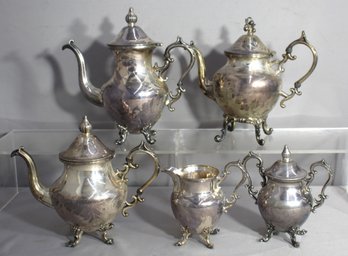 5-Piece Silver On Copper Tea Set