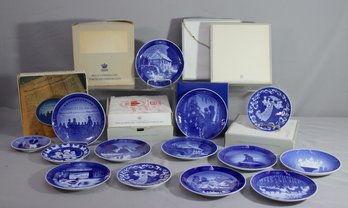 Group Lot Of 14 Royal Copenhagen And B & G Commemorative Blue & White Plates