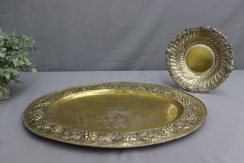 Pair Of Gold Plated Trays