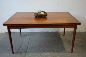 Vintage Teak Danish Dining Table With Two Pull Out Leaves