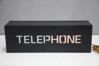 Vintage Metal Electric Lighted Telephone Light Box Sign-working