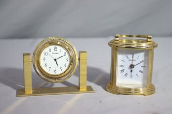 Two Gold-tone Seiko Desk Clocks