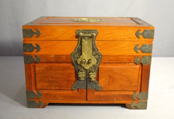 Vintage Wooden Chest With Brass Accents