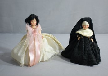 Two Vintage Dressed Dolls - One Ready To Rock And One Ready To Pray