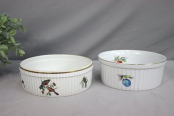 Vintage Pillyvuyt Porcelain Birds Low Casserole Dish And Andrea By Sadek Fruit  9' Casserole Dish Pattern 7531