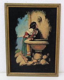 Framed Wall Art Print Roman Girl At A Fountain By Leon Bonnat