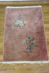 Chinese Art Deco Peach Pink Floral 34' X 24' Rug