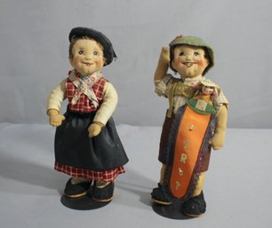 Two Vintage German Boy And Girl Dolls