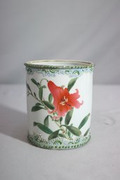 Hand Painted Porcelain Lily Vase With Raised Enamel Decoration