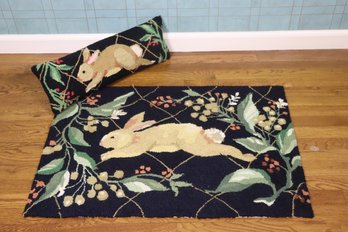 Rabbit Hopping Rug Hooking Mat And Pillow - 35' X 24' -PILLOW 22.5' LONG