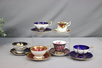 Group Lot Of 6 Vintage Royal Albert And Aynsley Bone China Tea Cups And Saucers