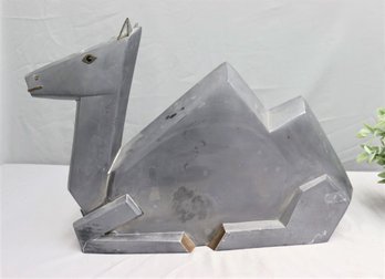 MidCentury Large CUBIST Camel STATUE/SCULPTURE Pewter And Brass