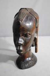 'Striking Hand-Carved Wooden African Bust'