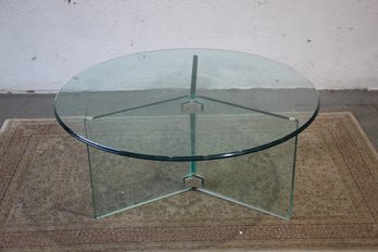 Mid-century Modern Round Glass Coffee Table By Pace