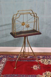 Antique Brass & Oak Arts & Crafts Magazine Stand