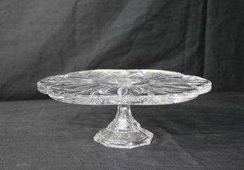 Vintage Handmade Block Crystal 'Wyndham' Mouth Blown Pedestal Cake Stand