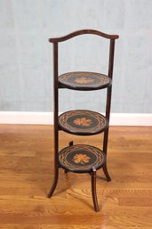 Inlaid Mahogany Three Tier Cake Stand